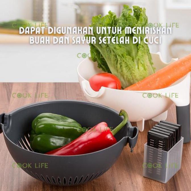 alat Parut Serbaguna Multifungsi Mangkok Putih 7IN1 Vegetable Fruit Cutter Parutan Manual pemotong S