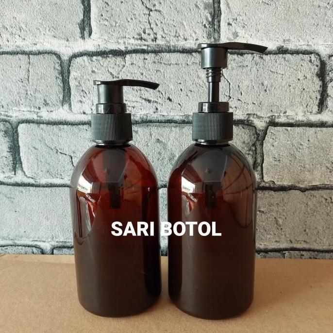 BOTOL PUMP 250ML OVAL AMBER/BOTOL 250ML OVAL COKLAT PUMP HITAM