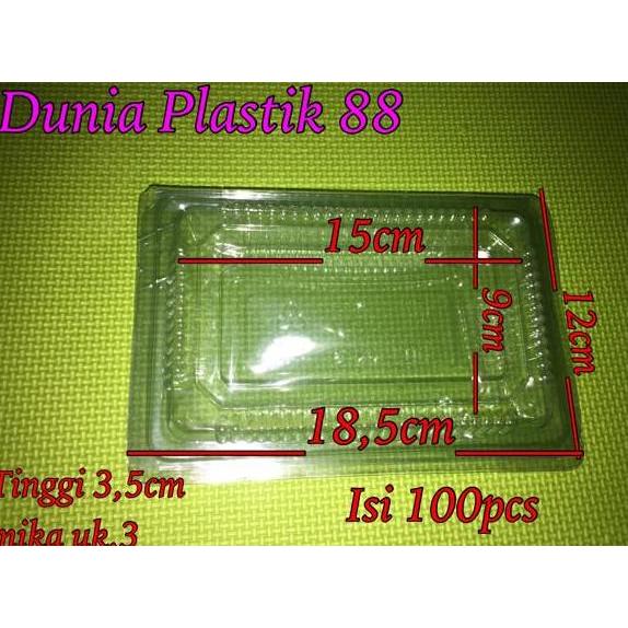 100pcs ukuran 3 box mika plastik mika bening tempat kue nasi makanan
