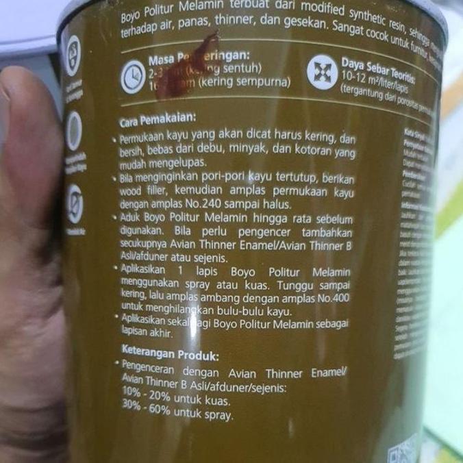 CAT KAYU POLITUR PLITUR KAYU BOYO MELAMIN 1 LTR PINTU KURSI JENDELA MEJA ALMARI KUSEN KERAJINAN