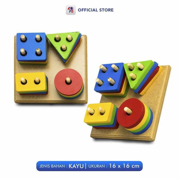 Mainan Edukasi Balok Kayu Menara Geometri Isi 4 5 Dan 6 / Puzzle Anak Balok Susun Untuk Anak / UD BA
