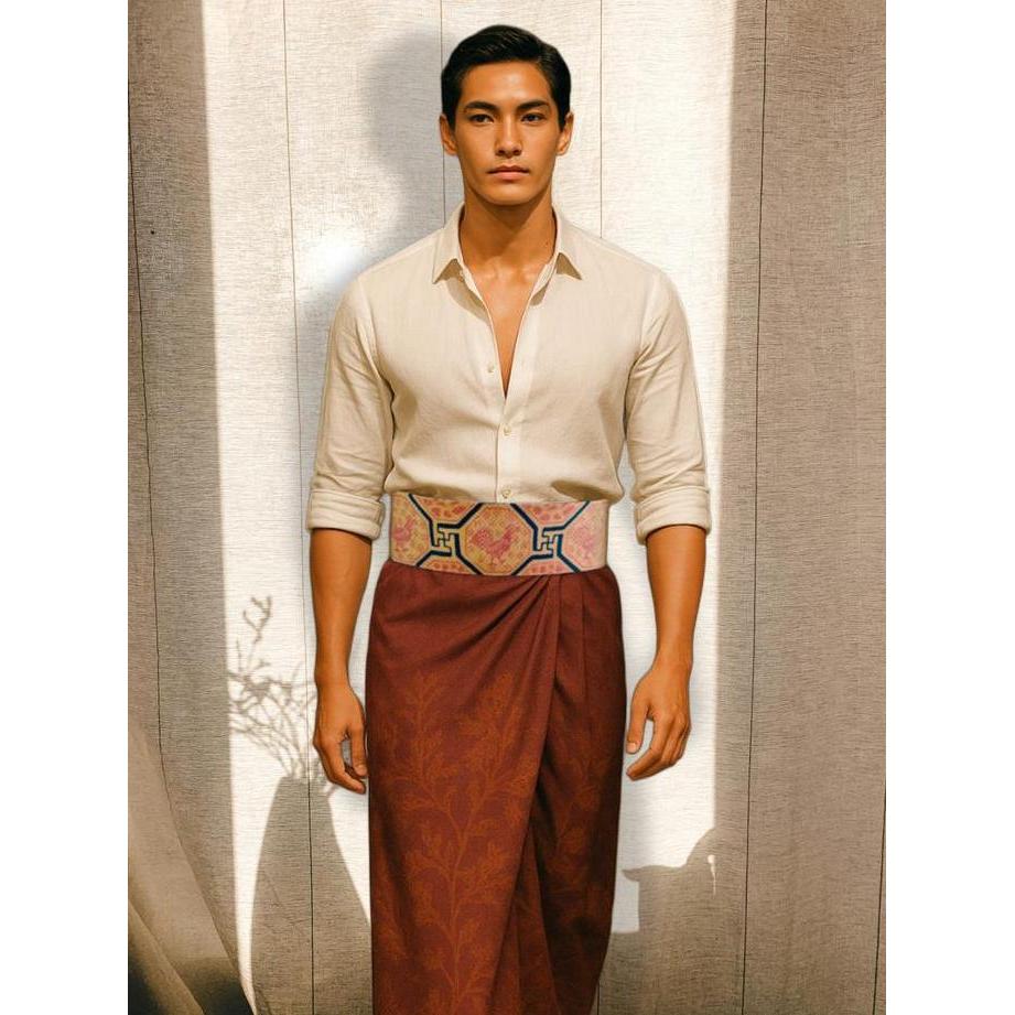 KOINOBORI INFINITY ANGKIN AYAM OBI FOR MEN BATIK X LURIK IKAT PINGGANG PRIA LJ