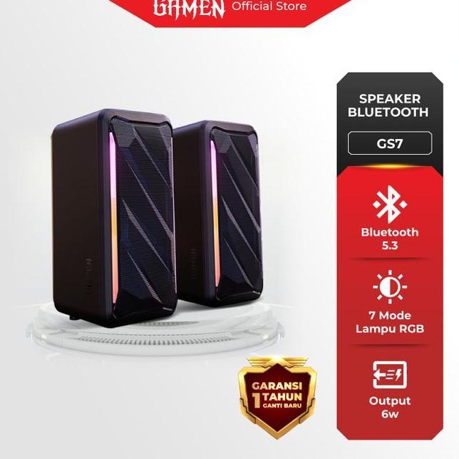 Gamen Speaker Gaming Bluetooth 5.3 Wireless Laptoppc Surround Sound Gs7 Bass Rgb Garansi 1 Tahun