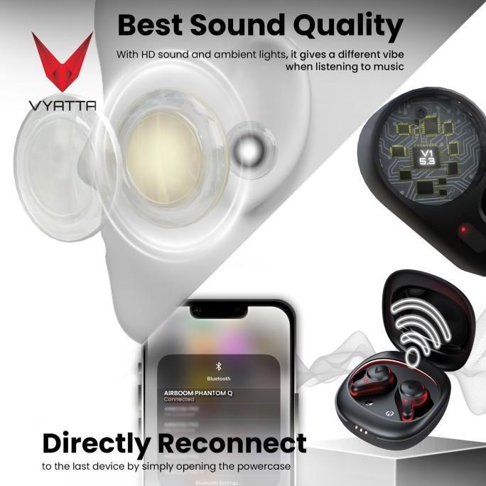 VYATTA AIRBOOM PHANTOM Q TWS BLUETOOTH HEADSET EARPHONE GAMING