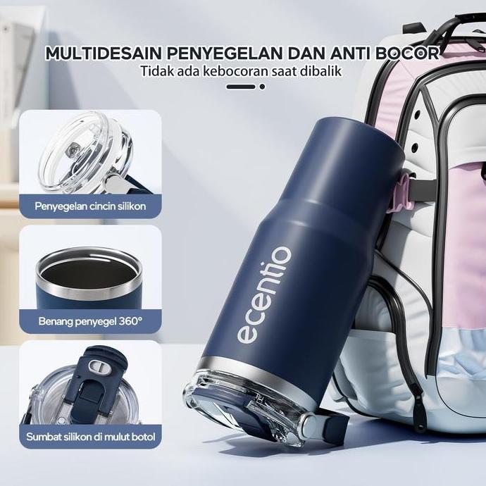 ecentio botol minum stainless steel 1200ML Termos tahan panas dingin 24 jam Kapasitas besar Outdoor 
