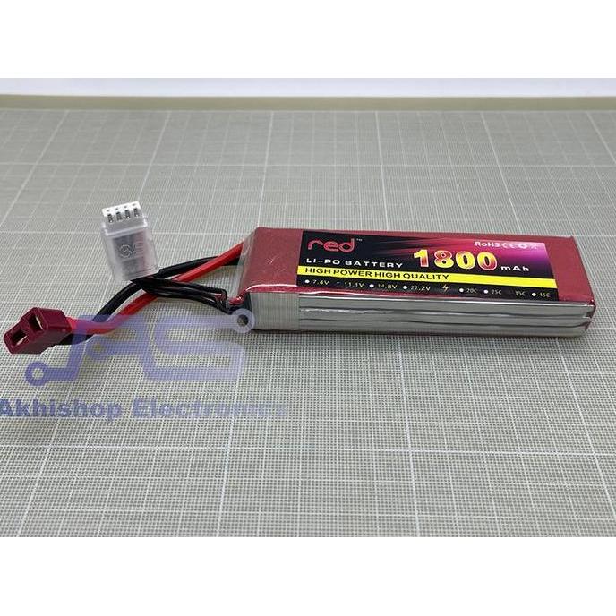 Red Lipo Battrey 1800Mah 3S 35C T Plug