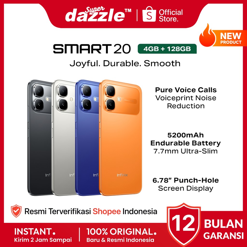 HP INFINIX Smart 20 4/128 4/64 GB 5200 mAh Original Resmi Official Store Ori Penerus Smart 10