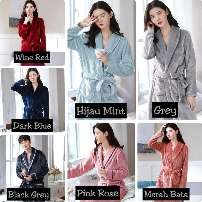 Kimono Handuk / Jubah Handuk / Baju Handuk Kimono Dress Bathrobe Couple Dewasa Pria   Wanita Unisex 