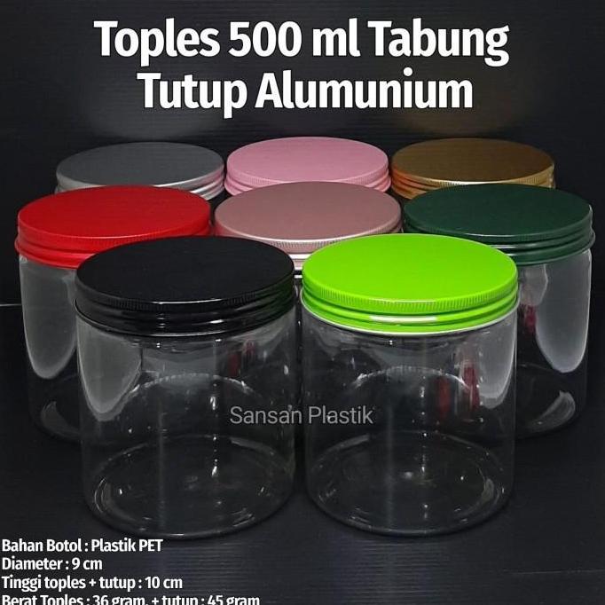 Toples Tutup Alumunium 500 ml Tabung / Toples 500ml Tutup Alumunium