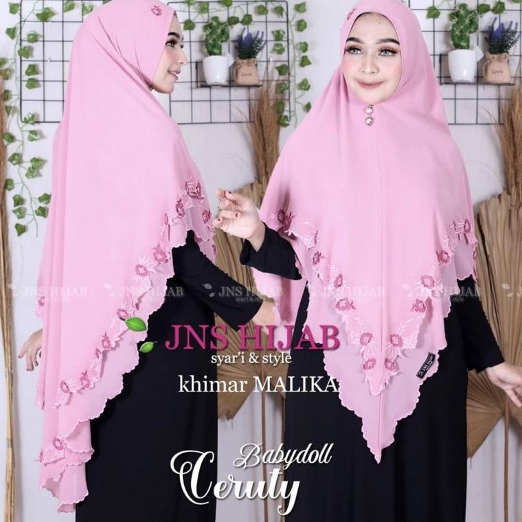 Cuci Gudang Khimar Syari Full Bordir Sekeliling/Kerudung Syari Ceruty Babydoll  Bordir/Hijab Syari B