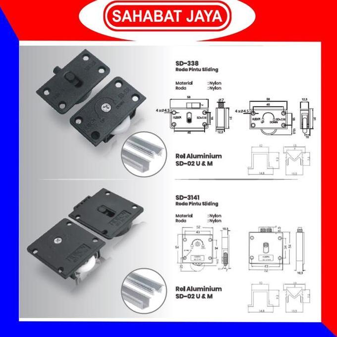 SET Rel dan Roda Pintu Lemari Sliding Rel SD-02 U dan M HUBEN
