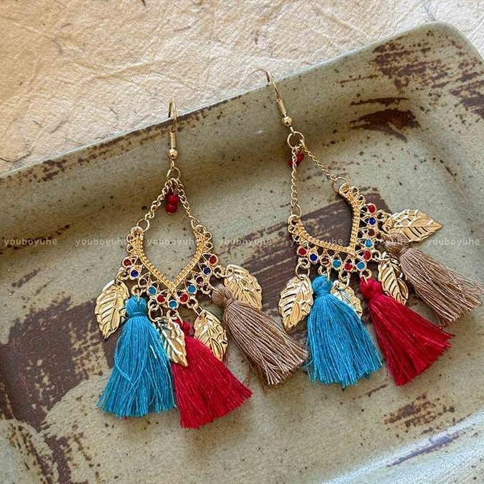 FKINAPE Anting Vintage Anting Tassel Anting Bohemian Giwang Etnik Vintage Bali Fashion