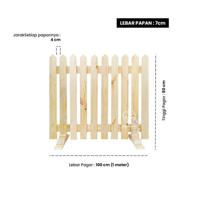 Wood House - Pagar Kayu Pembatas Jati Belanda/ Pagar Kayu Aesthetic/ Pagar Kayu Taman/ Pagar Rumah L