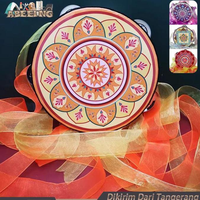 FKINAPE Tamborin Gereja Dengan Rumbai Alat Musik Tamborin 8inch Tamborine Gereja