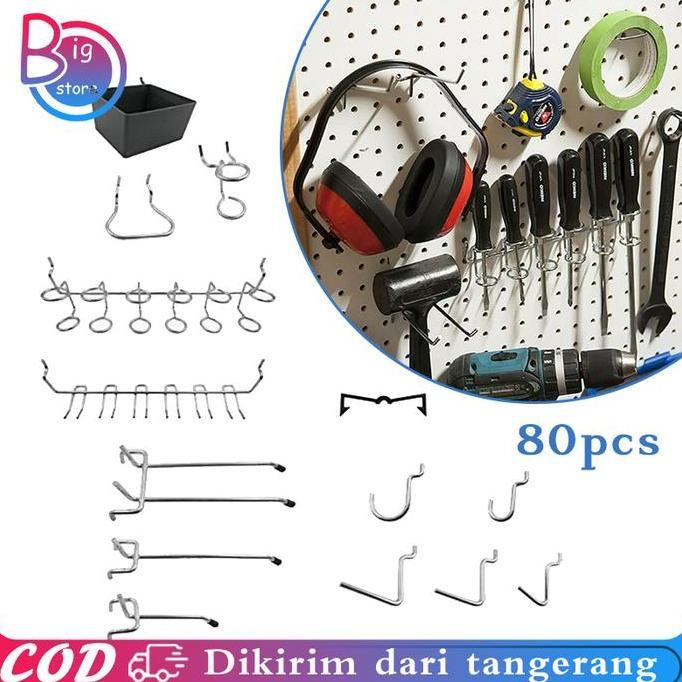 DISSORDE 80pcs/Set Gantungan Pegboard Pegboard Hook Cantolan Pegboard Pegboard Aksesoris Triangle Pe