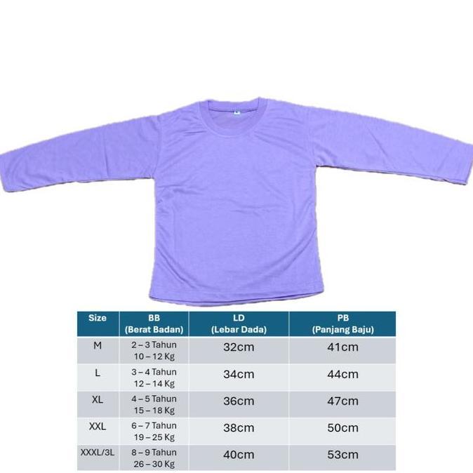 Promo Kaos Polos Tangan Panjang Anak Anak / Baju Anak Tangan Panjang / Atasan Anak / T-Shirt Polos A