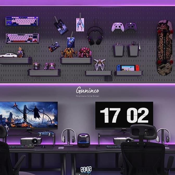 Okushonga- Guninco Pegboard Hitam / Pegboard Wall Hitam Dekorasi Dinding Aesthetic / Pegboard Wall O
