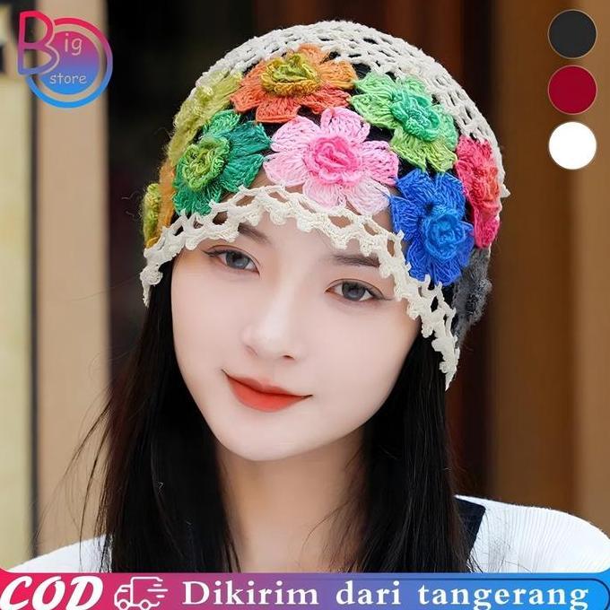 DISSORDE Kupluk Rajut Wanita Korea Topi Rajut Handmade Hollow Woolen Hat Kupluk Rajut Wanita Topi Ra