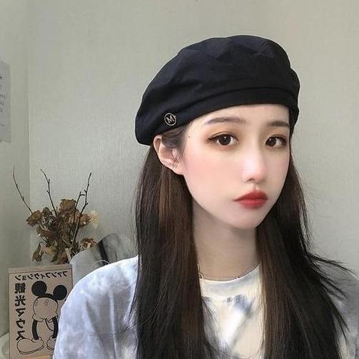 Kunura- Caramel - Topi Baret Selebgram Pelukis Korea Wanita Dewasa M Vintage Retro Fashion Outfit Pe