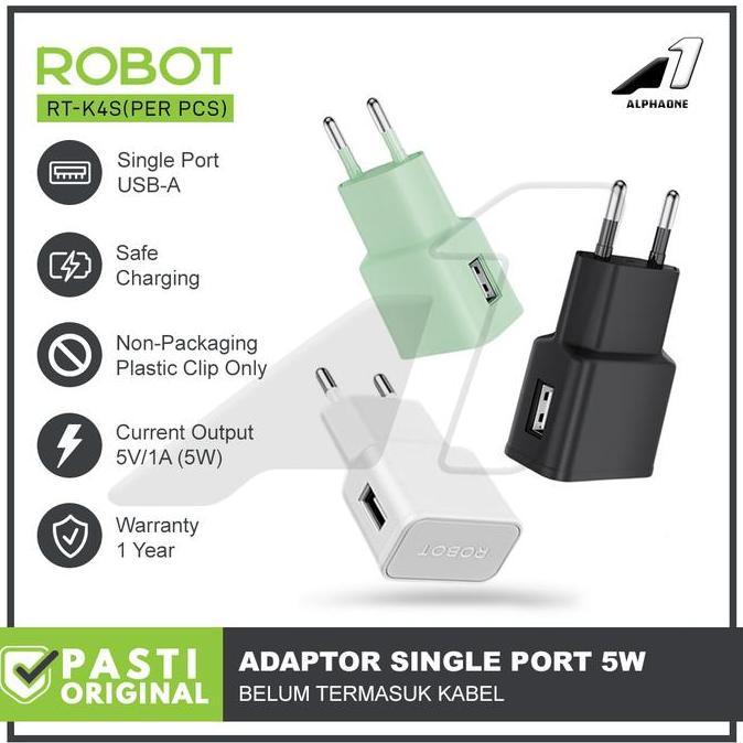 ROBOT Adaptor Kepala Charger RT-K4 Travel Charger Batok Casan HP