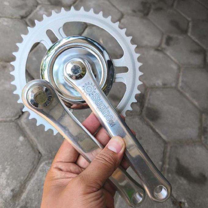 Kualitas Terjamin Crank Single Speed Sugino Sh Arm Alloy Panjang 170 Mm Untuk Bb Kotak Chainring Bes