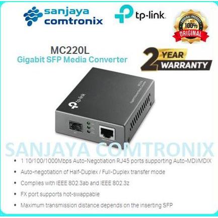 Continued- Tp-Link Media Converter Gigabit Sfp Tl-Mc220L