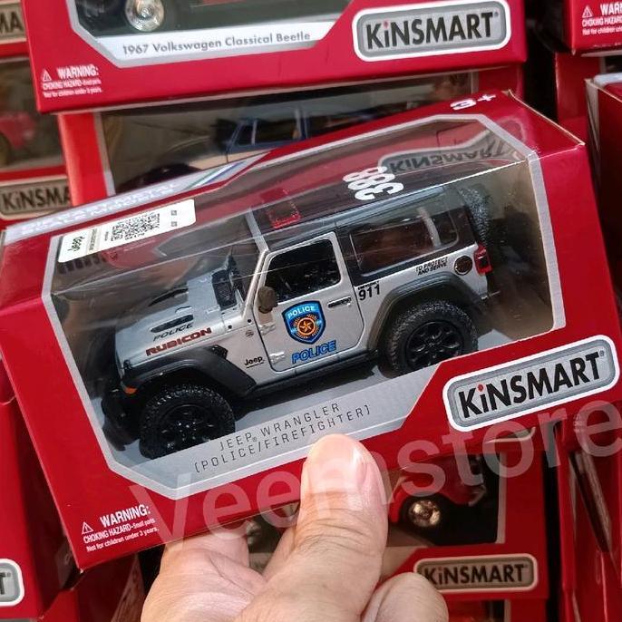 Diecast 1:36 Jeep Wrangler Rubicon Polisi [Kinsmart] Buka Pintu Pullback