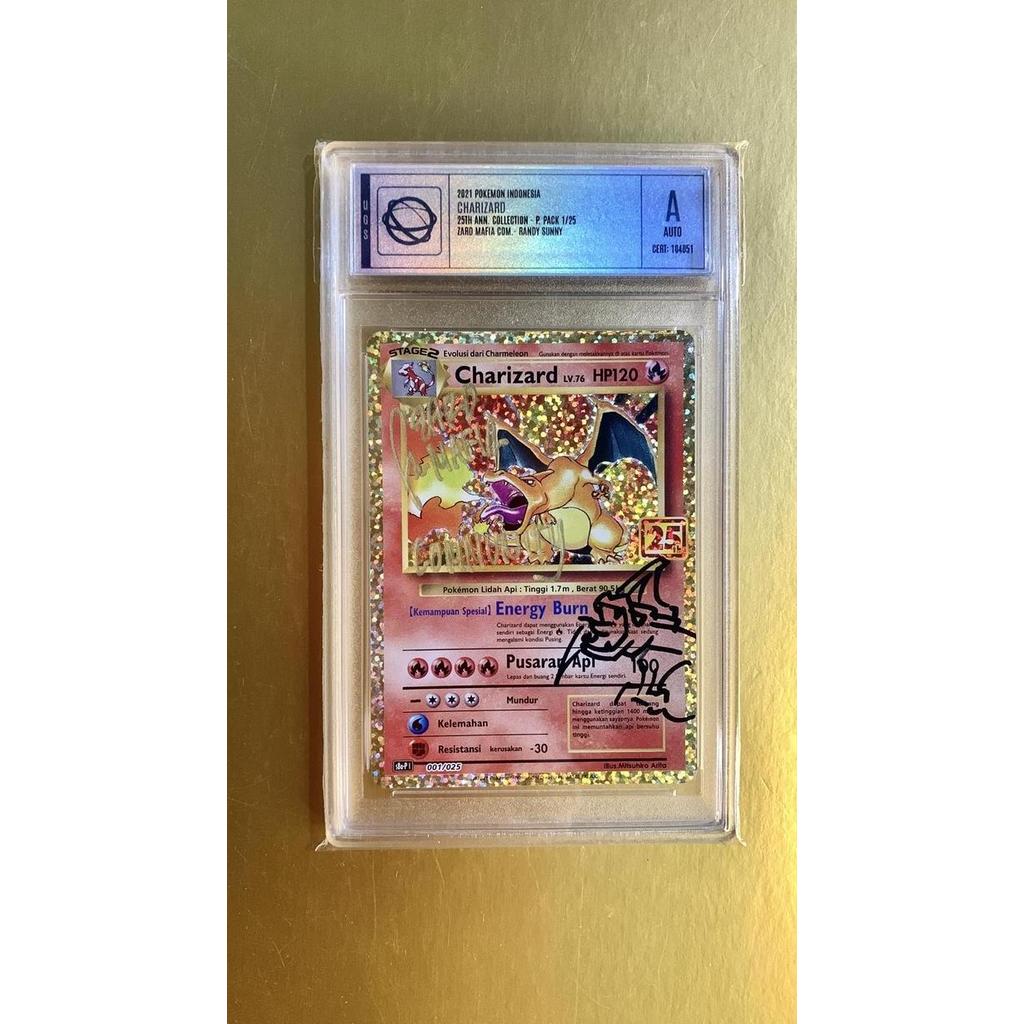 Terlaris Charizard 25Th Graded Anniversary+Auto Indonesia Tcg Pokemon Card Set