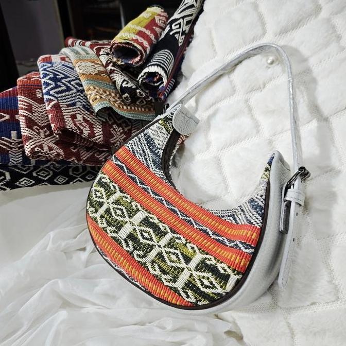 TAS ETNIK WANITA HANDBAG CLUTCH PESTA TENUN NTT KULIT ASLI IM-1 KS