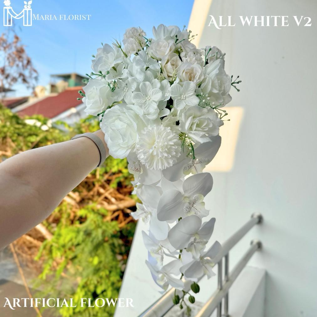 Wedding Handbouquet Juntai Casade Buket Bunga Pernikahan Artificial - Buket Pengantin Anggrek - Buke