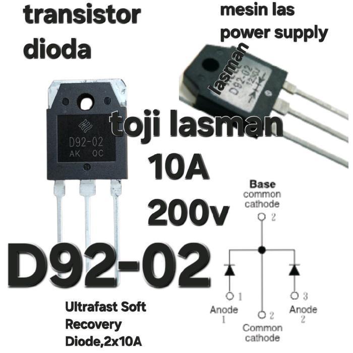 D92-02 Ultrafast Soft Recovery dua dual Diode dioda 2x10A  Dioda Pemulihan Lunak Ultra Cepat, 2 x 10