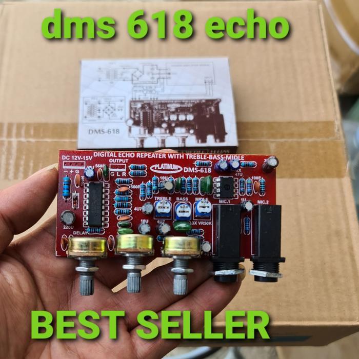 dms 618 kit pcb  pre amp mic digital echo repeater treble midle vokal vocal plus pengaturan tone kon
