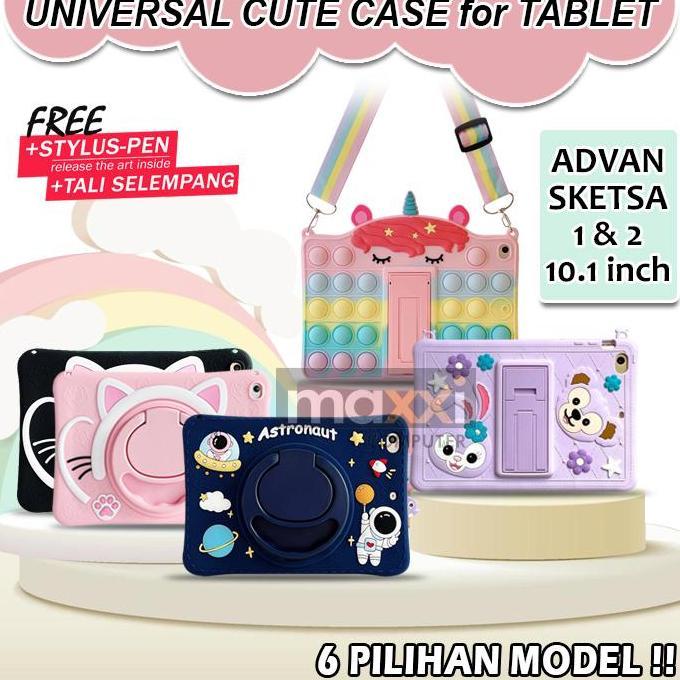 TERMURAH - Advan Tab Sketsa 1 2 Tablet 10.1 Inch Soft Case Casing Cover Anak lucu