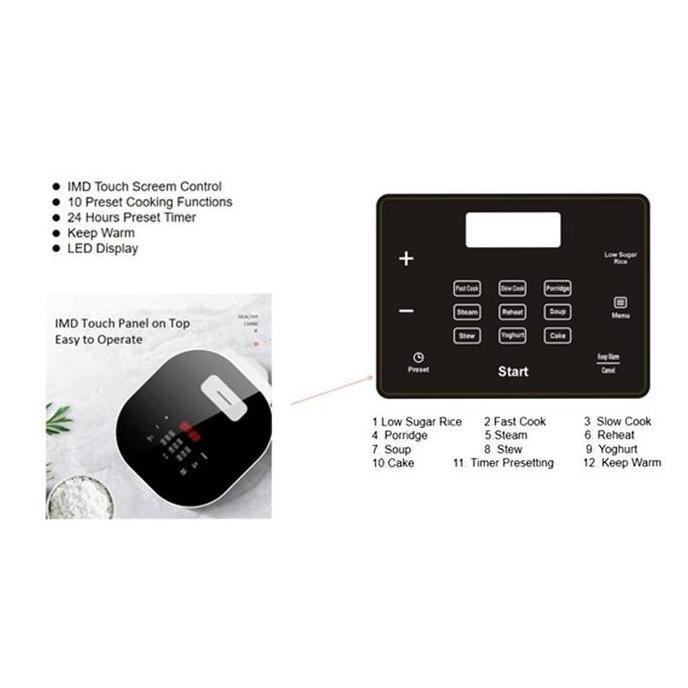 RAVELLE Rice Cooker Digital Low Carbo 5L- Penanak Nasi - Low Watt