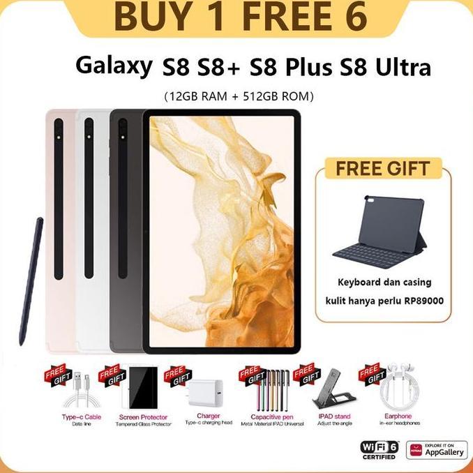Tablet PC MatePad Asli Galaxy S8 S8+ S8 Plus Ultra Tab Baru 12GB +