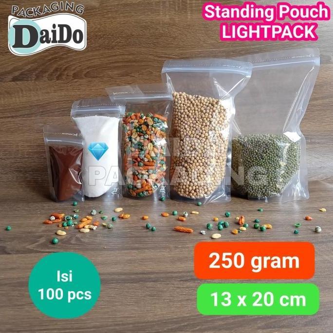 Standing Pouch LIGHTPACK 250gram 13x20 cm Plastik Klip Bening ISI 100