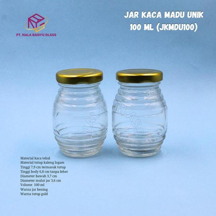 JKMDU100 jar kaca madu 100ml / tempat madu/toples kaca madu/botol madu