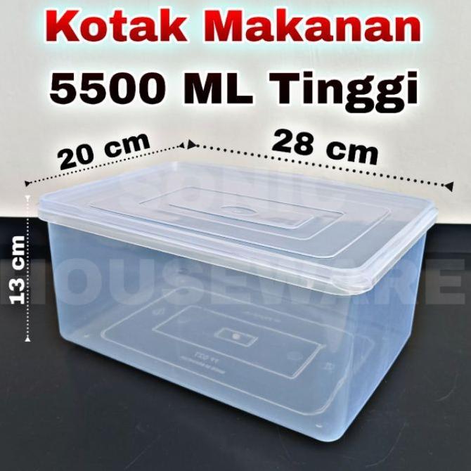 Toples Kotak Makan Makanan Sealware Segi Wadah Food Box 5500 Ml Tinggi Tempat Box Wadah Kotak Kue Bo