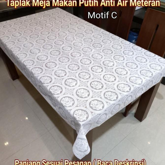 Taplak Meja Makan Putih Polos Plastik Anti Air Meteran Per 50 cm