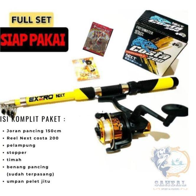 1 Set Alat Pancing Siap Pakai Bonus Umpan Pelet Untuk Ikan Mas Lele