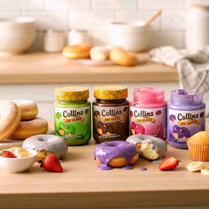 Glow- Selai Extra Glaze Collins Repack 200Gr Coklat Premium Kemasan Botol - Aneka Topping Mie Lidi, 