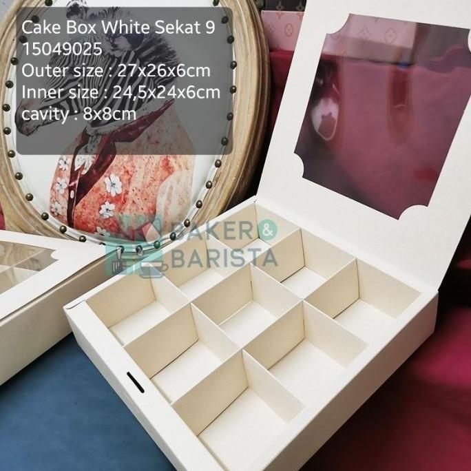 cakebox white sekat 6 / 9 box mini cake dessert premium mika kotak kue