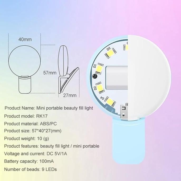 Portable Selfie Ring Light / Lampu Selfie LED Jepit HP/Tablet/Laptop