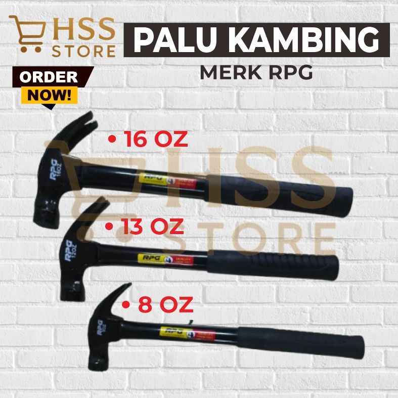 RPG Palu Kambing Gagang Besi Balut Karet / Claw Hammer / Palu Martil Kuku Besi / Palu Kambing / Palu