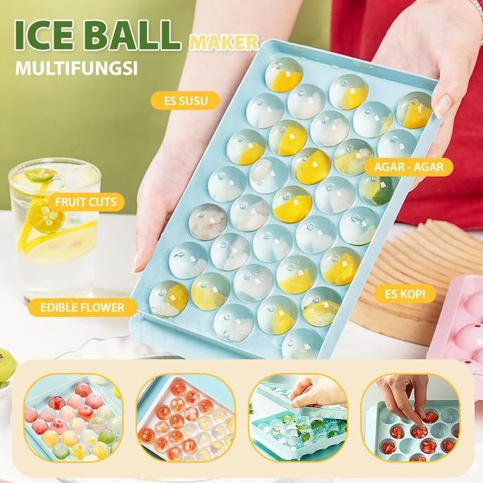 SEDANG HUGO Cetakan Es Batu 33 Lubang Cetakan Jelly Puding Jumbo Cetakan Agar Bulat Bahan Plastik