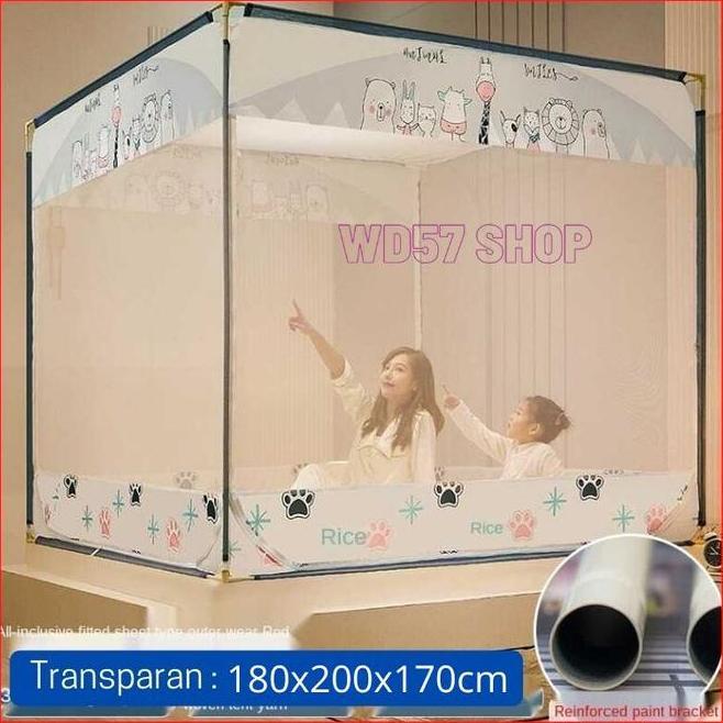 Kelambu Jaring Klambu Anti Nyamuk Tempat Tidur Kasur Dewasa Bayi Anak 180X200X170Cm