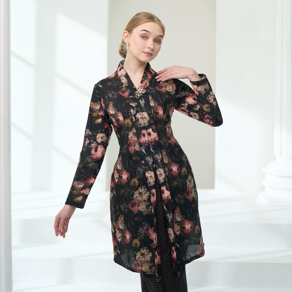 BEST SELLER Kebaya Kartini Tunik Bunga Hitam/ Seragam Manten Jumbo Bigsize Ld 130 140/ Kebaya Jadul 