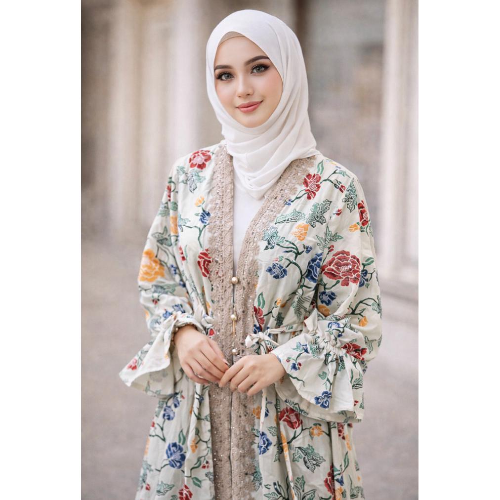 FAST DELIVERY TUNIK BATIK PUTIH TUNIK BATIK RENDA TUNIK BAJU WANITA