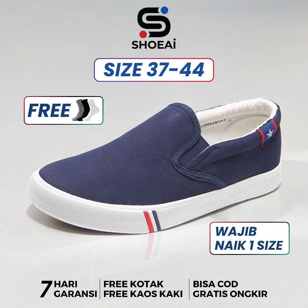 hot shoeai star slip on sepatu kasual pria wanita trendy sol karet