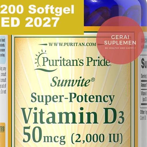NEW VITAMIN D3 2000 IU 200 SOFTGEL PURITANS PRIDE VIT D3 ORI